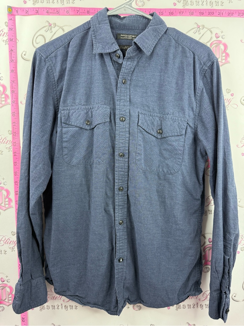 Banana Republic luxe flannel shirt button up Men's Blue Button-Down Casual Shirt